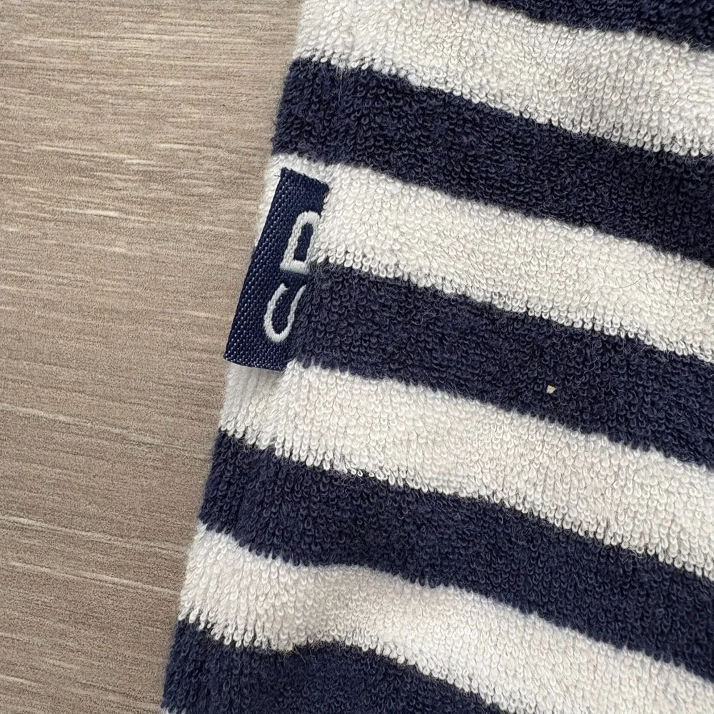 Snapper Rock Kids Navy‎ Blue White Stripe Pocket Hooded Romper 6-12 Months